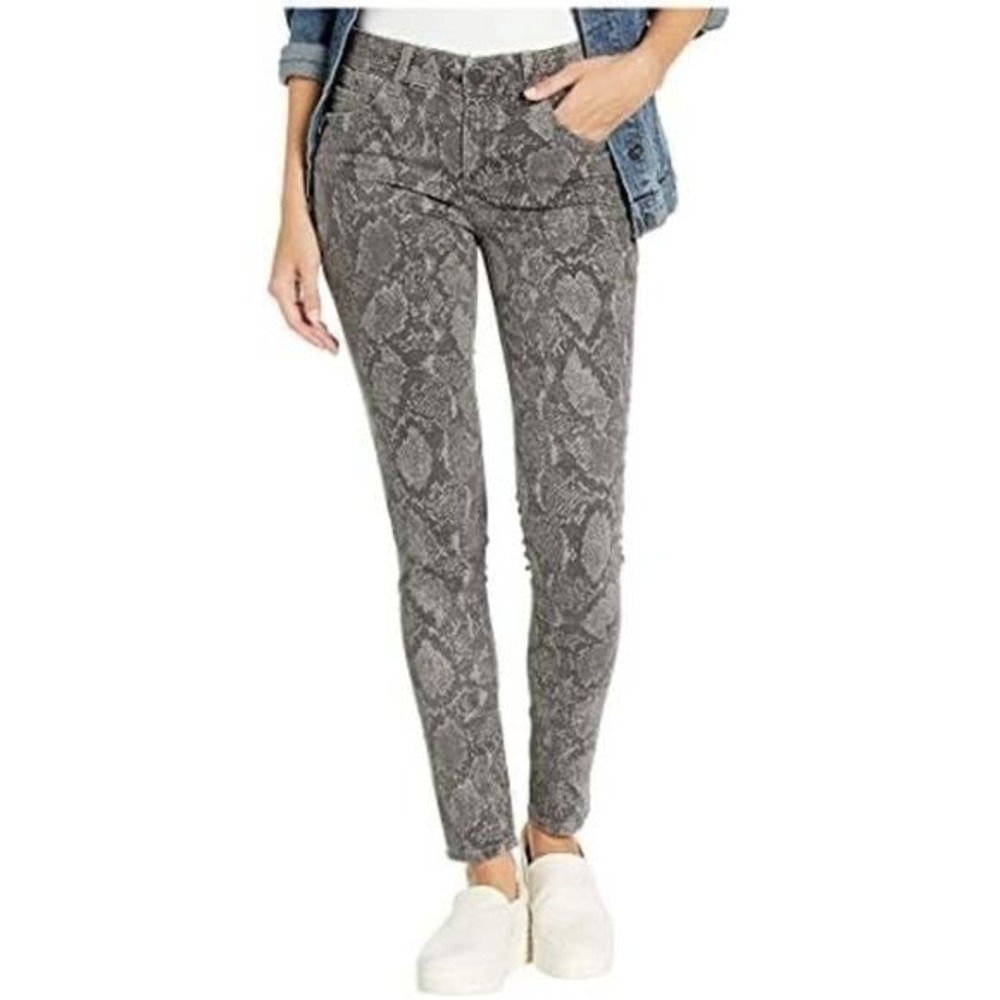 Democracy "Ab"solution Gray Black Snakeskin Print Ankle Skimmer Jeans - Size 2